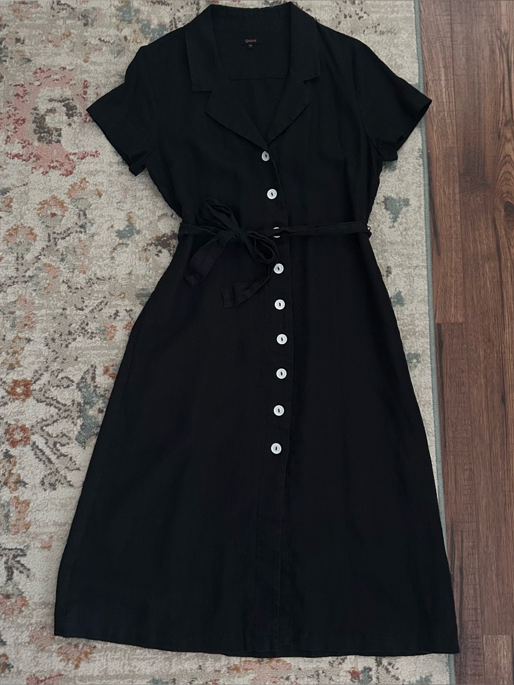 Quince European Linen button front dress